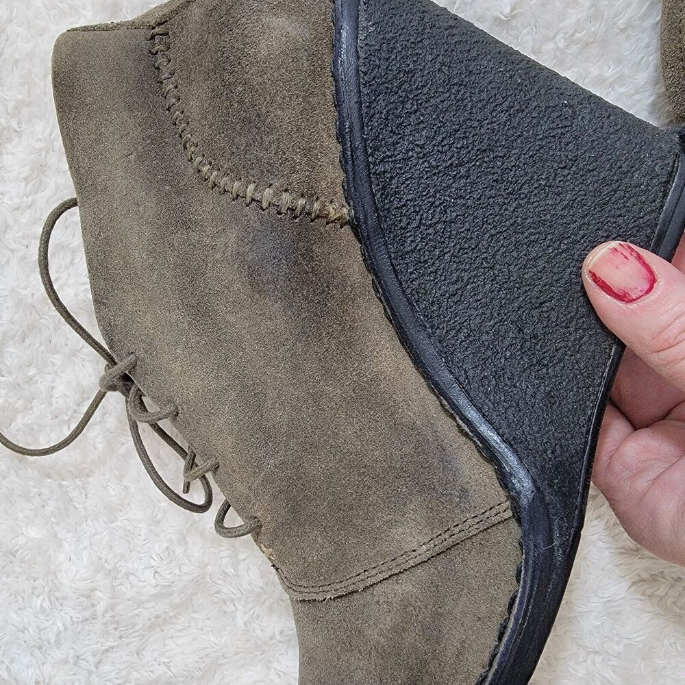 Rag & Bone Odval Wedge Ankle Lace Up Olive Green Suede Boots Size 37 US 7 - Picture 12 of 16